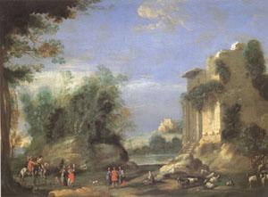 Napoletano, Filippo Landscape with Ruins and Figures (mk05) oil painting picture